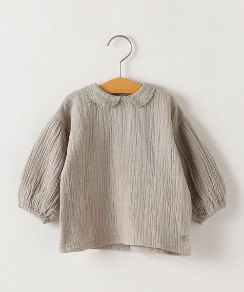 tocoto vintage:Bobo collar blouse with puff sleeves(90～100cm)