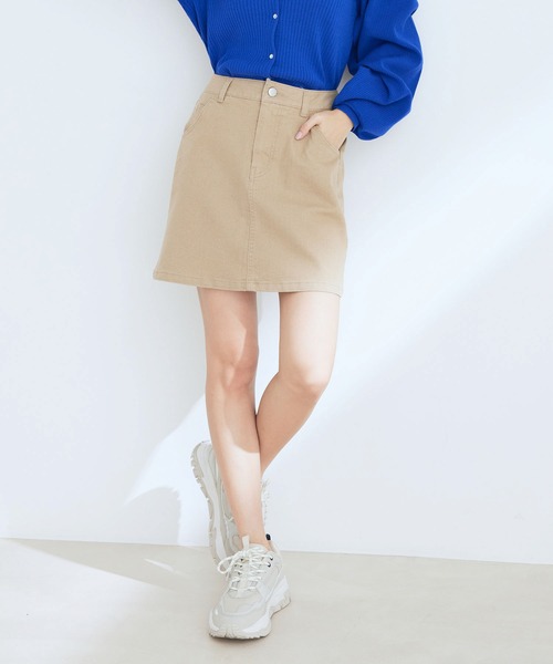 vis-`a-vis（ビサビ）の「【WEB限定】デニム&ツイルミニスカート（デニムスカート・レディース・ベージュ/スミクロ/ブルー系その他4・S/M）」の3枚目の写真