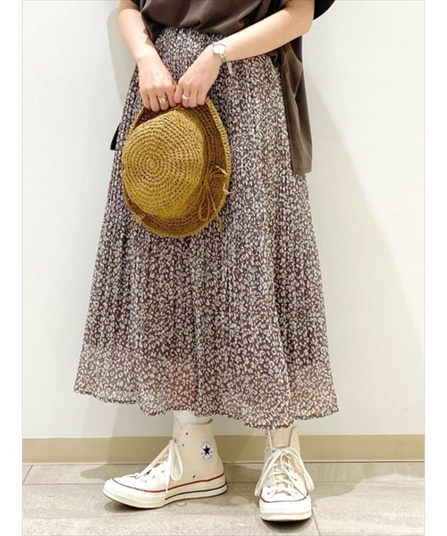 Samansa Mos2 blue(サマンサモスモスブルー)の「レオパード柄消しプリーツスカート(スカート・レディース・ブラック/ブラウン/オフホワイト・フリ-)」の1枚目の写真