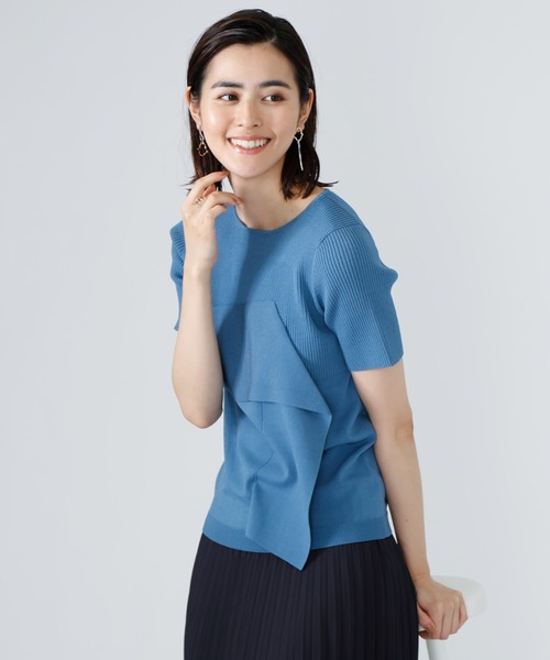 CAST:（キャストコロン）の「フロントデザインリブニット（ニット/セーター・レディース・ホワイト/ブラック/ブルー・S/M）」の3枚目の写真