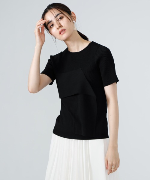 CAST:（キャストコロン）の「フロントデザインリブニット（ニット/セーター・レディース・ホワイト/ブラック/ブルー・S/M）」の2枚目の写真