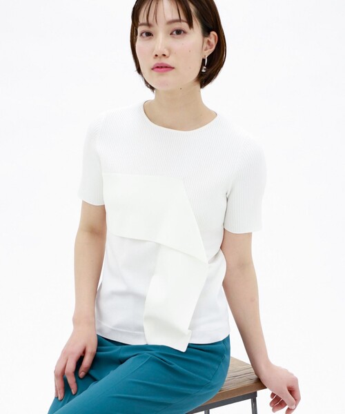 CAST:（キャストコロン）の「フロントデザインリブニット（ニット/セーター・レディース・ホワイト/ブラック/ブルー・S/M）」の8枚目の写真