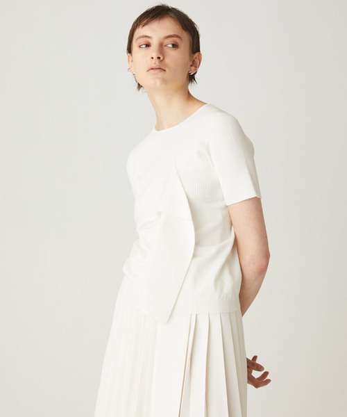 CAST:（キャストコロン）の「フロントデザインリブニット（ニット/セーター・レディース・ホワイト/ブラック/ブルー・S/M）」の14枚目の写真