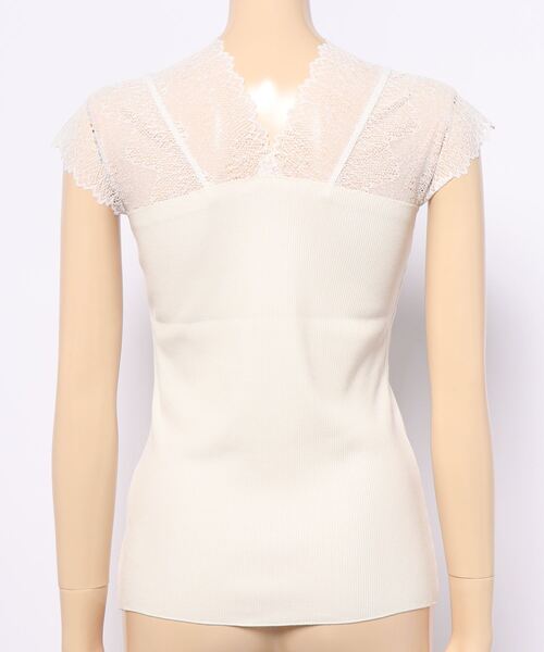 ROPE' PICNIC（ロペピクニック）の「袖レースVネックテレコトップス（タンクトップ・レディース・ブラック/オフホワイト/ブラウン・40/38）」の19枚目の写真