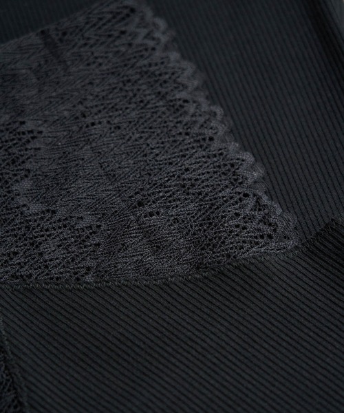 ROPE' PICNIC（ロペピクニック）の「袖レースVネックテレコトップス（タンクトップ・レディース・ブラック/オフホワイト/ブラウン・40/38）」の6枚目の写真