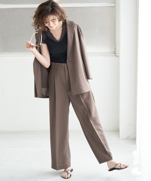 ROPE' PICNIC（ロペピクニック）の「袖レースVネックテレコトップス（タンクトップ・レディース・ブラック/オフホワイト/ブラウン・40/38）」の11枚目の写真