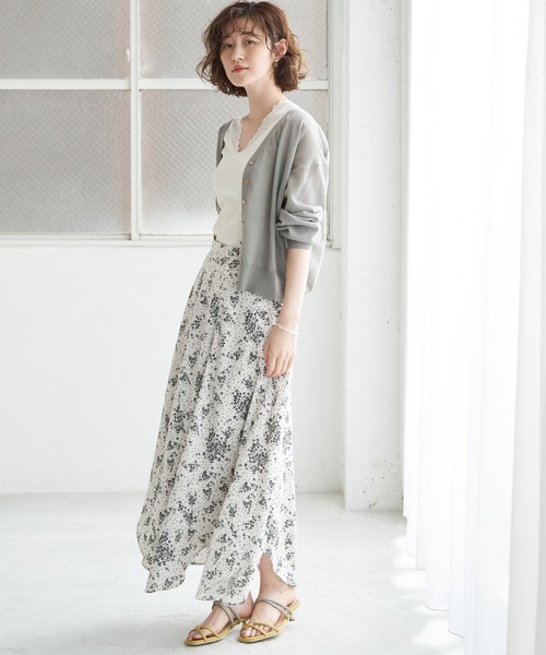 ROPE' PICNIC（ロペピクニック）の「袖レースVネックテレコトップス（タンクトップ・レディース・ブラック/オフホワイト/ブラウン・40/38）」の15枚目の写真