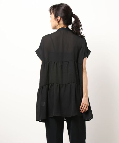 VENCEEXCHANGE（ヴァンスエクスチェンジ）の「半袖ティアードブラウス（シャツ/ブラウス・レディース・ブラック/オフホワイト/ブルー/ベージュ系その他・M）」の6枚目の写真