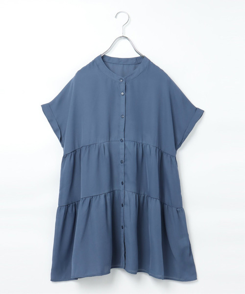 VENCEEXCHANGE（ヴァンスエクスチェンジ）の「半袖ティアードブラウス（シャツ/ブラウス・レディース・ブラック/オフホワイト/ブルー/ベージュ系その他・M）」の16枚目の写真