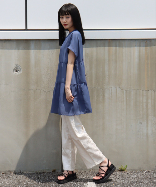 VENCEEXCHANGE（ヴァンスエクスチェンジ）の「半袖ティアードブラウス（シャツ/ブラウス・レディース・ブラック/オフホワイト/ブルー/ベージュ系その他・M）」の14枚目の写真