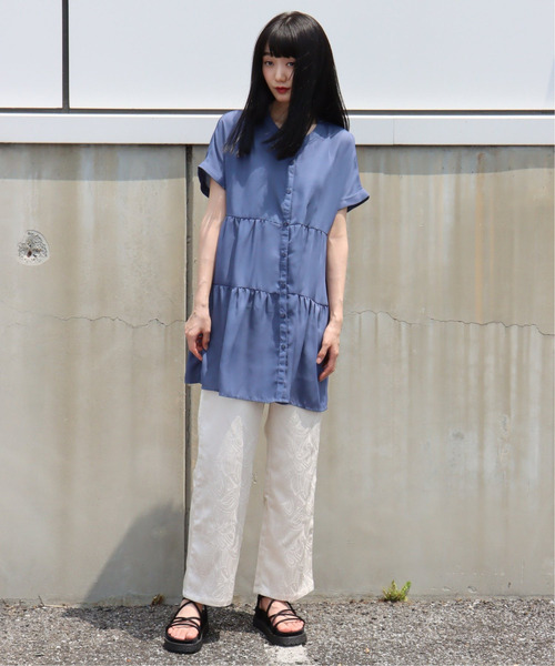 VENCEEXCHANGE（ヴァンスエクスチェンジ）の「半袖ティアードブラウス（シャツ/ブラウス・レディース・ブラック/オフホワイト/ブルー/ベージュ系その他・M）」の15枚目の写真