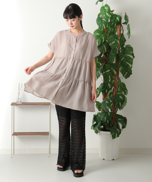 VENCEEXCHANGE（ヴァンスエクスチェンジ）の「半袖ティアードブラウス（シャツ/ブラウス・レディース・ブラック/オフホワイト/ブルー/ベージュ系その他・M）」の17枚目の写真