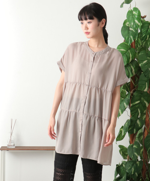 VENCEEXCHANGE（ヴァンスエクスチェンジ）の「半袖ティアードブラウス（シャツ/ブラウス・レディース・ブラック/オフホワイト/ブルー/ベージュ系その他・M）」の18枚目の写真