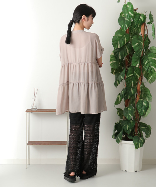 VENCEEXCHANGE（ヴァンスエクスチェンジ）の「半袖ティアードブラウス（シャツ/ブラウス・レディース・ブラック/オフホワイト/ブルー/ベージュ系その他・M）」の20枚目の写真