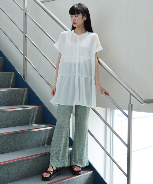 VENCEEXCHANGE（ヴァンスエクスチェンジ）の「半袖ティアードブラウス（シャツ/ブラウス・レディース・ブラック/オフホワイト/ブルー/ベージュ系その他・M）」の21枚目の写真