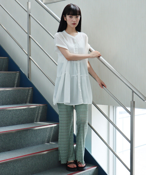 VENCEEXCHANGE（ヴァンスエクスチェンジ）の「半袖ティアードブラウス（シャツ/ブラウス・レディース・ブラック/オフホワイト/ブルー/ベージュ系その他・M）」の22枚目の写真