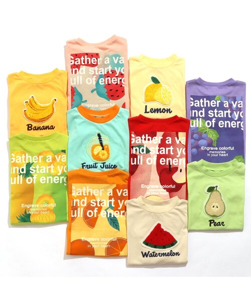 BREEZE（ブリーズ）の「/フルーツサガラワッペンTシャツ（Tシャツ/カットソー・キッズ・ライム/レインボー/レッド/パープル/オフホワイト/クリーム/ピンク/オレンジ/ミント/イエロー・140/80/110/100/130/120/90）」の11枚目の写真