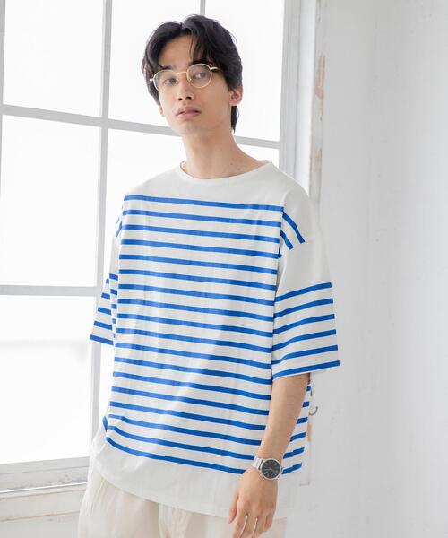 coen（コーエン）の「ナバルボーダーTシャツ（Tシャツ/カットソー・メンズ・オリーブ/コバルトブルー・MEDIUM/X-LARGE/SMALL/LARGE）」の10枚目の写真