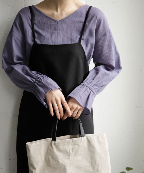 URBAN RESEARCH DOORS(アーバンリサーチドアーズ)の「楊柳キャンディスリーブチュニック(Tシャツ/カットソー・レディース・ブラック/グレー系その他/ライトベージュ・ONE)」の15枚目の写真