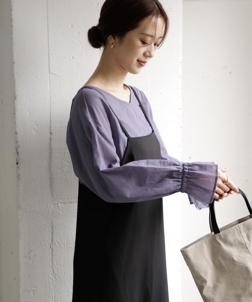 URBAN RESEARCH DOORS(アーバンリサーチドアーズ)の「楊柳キャンディスリーブチュニック(Tシャツ/カットソー・レディース・ブラック/グレー系その他/ライトベージュ・ONE)」の16枚目の写真