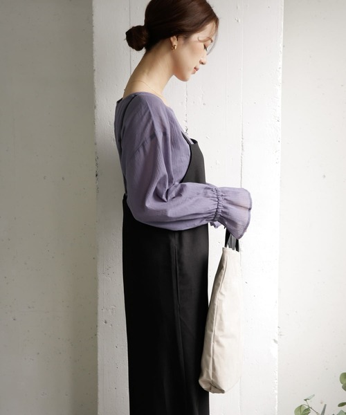 URBAN RESEARCH DOORS(アーバンリサーチドアーズ)の「楊柳キャンディスリーブチュニック(Tシャツ/カットソー・レディース・ブラック/グレー系その他/ライトベージュ・ONE)」の18枚目の写真