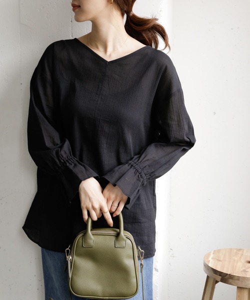 URBAN RESEARCH DOORS(アーバンリサーチドアーズ)の「楊柳キャンディスリーブチュニック(Tシャツ/カットソー・レディース・ブラック/グレー系その他/ライトベージュ・ONE)」の21枚目の写真