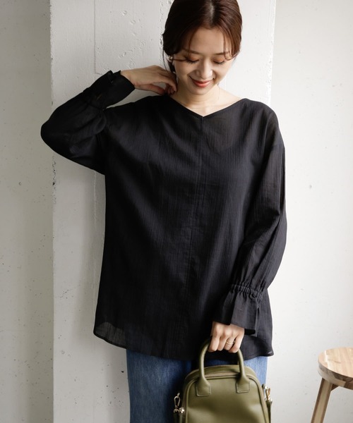 URBAN RESEARCH DOORS(アーバンリサーチドアーズ)の「楊柳キャンディスリーブチュニック(Tシャツ/カットソー・レディース・ブラック/グレー系その他/ライトベージュ・ONE)」の22枚目の写真