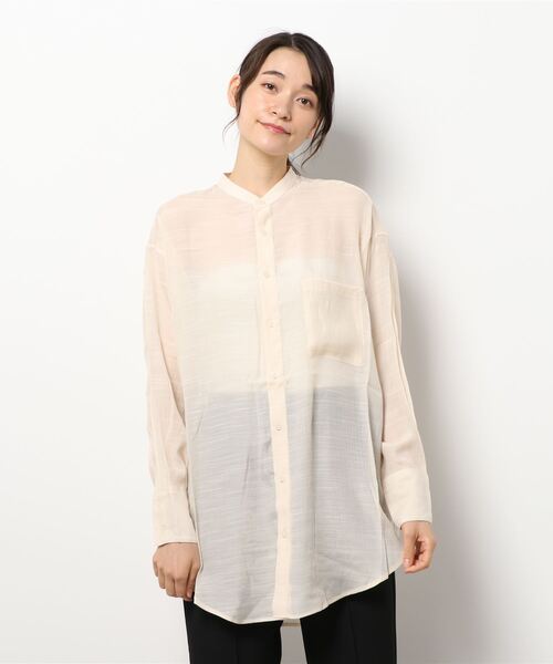 Lugnoncure（ルノンキュール）の「シアービッグカフスシャツ（シャツ/ブラウス・レディース・オフホワイト/ネイビー/イエロー・ﾌﾘ-）」の8枚目の写真