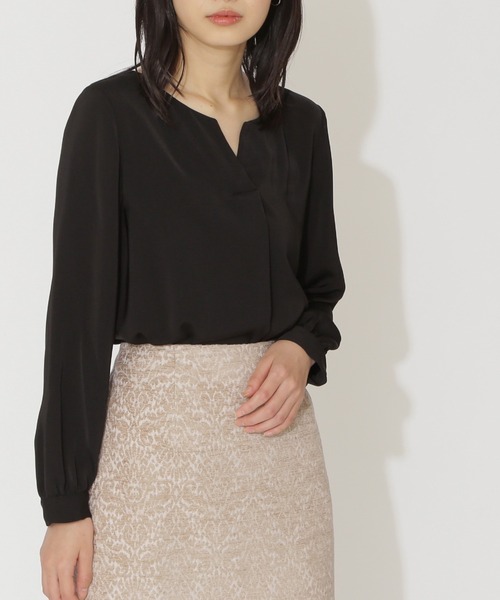 【GRACE BEAUTY BASIC】長袖シャツ/ブラウス/ベージュ/シンプル サテンダブルクロス長袖ブラウス（シャツ/ブラウス）｜NATURAL