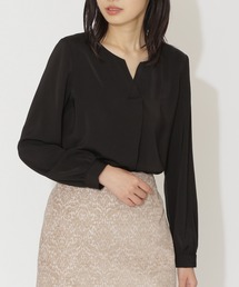 サテンダブルクロス長袖ブラウス