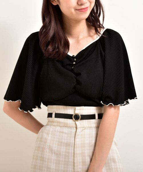 MAJESTIC LEGON（マジェスティックレゴン）の「モノトーンコンシャストップス（Tシャツ/カットソー・レディース・ブラック/アイボリー・SMALL/MEDIUM）」の17枚目の写真