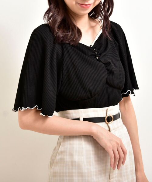 MAJESTIC LEGON（マジェスティックレゴン）の「モノトーンコンシャストップス（Tシャツ/カットソー・レディース・ブラック/アイボリー・SMALL/MEDIUM）」の7枚目の写真