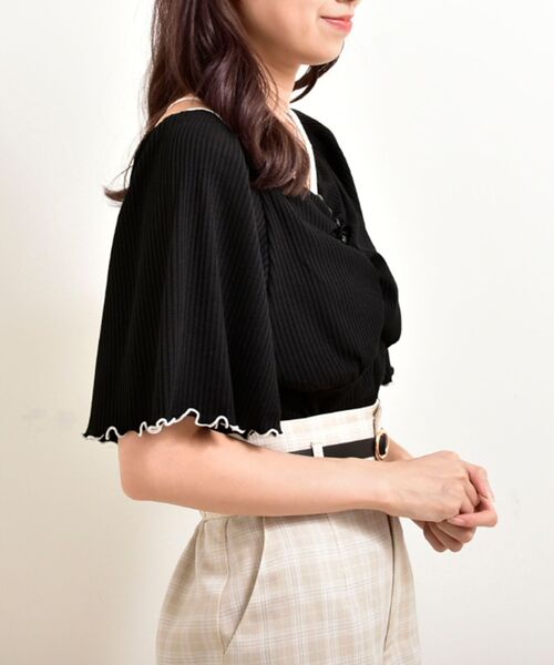 MAJESTIC LEGON（マジェスティックレゴン）の「モノトーンコンシャストップス（Tシャツ/カットソー・レディース・ブラック/アイボリー・SMALL/MEDIUM）」の9枚目の写真