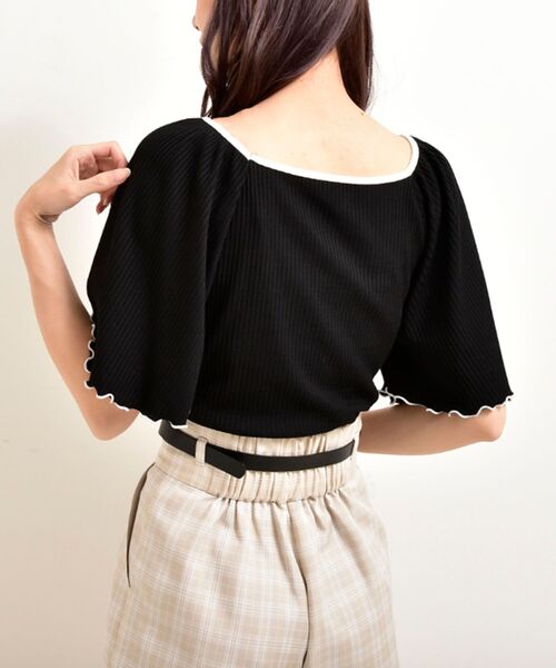 MAJESTIC LEGON（マジェスティックレゴン）の「モノトーンコンシャストップス（Tシャツ/カットソー・レディース・ブラック/アイボリー・SMALL/MEDIUM）」の13枚目の写真