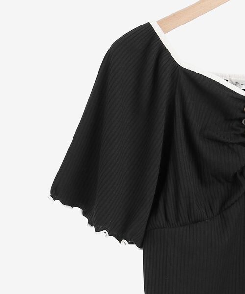 MAJESTIC LEGON（マジェスティックレゴン）の「モノトーンコンシャストップス（Tシャツ/カットソー・レディース・ブラック/アイボリー・SMALL/MEDIUM）」の3枚目の写真