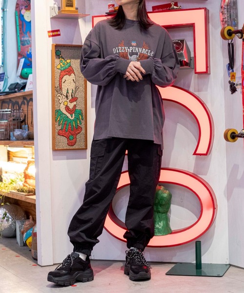 WEGO（ウィゴー）の「WEGO/ナイロンカーゴパンツ（カーゴパンツ・レディース・ブラック/グレー・FREE）」の7枚目の写真