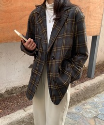 チェック柄チュニックチェスターコート