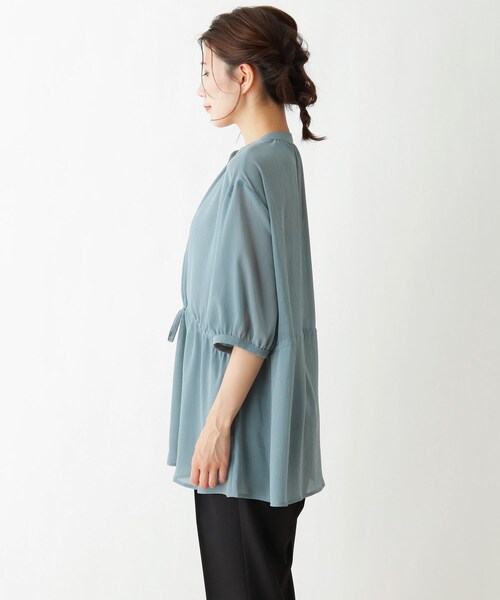 Cutie Blonde(キューティーブロンド)の「◆【S-L】ウエストドロストブラウス(シャツ/ブラウス・レディース・ブルー/ブラック/アイボリー・03/02/01)」の7枚目の写真