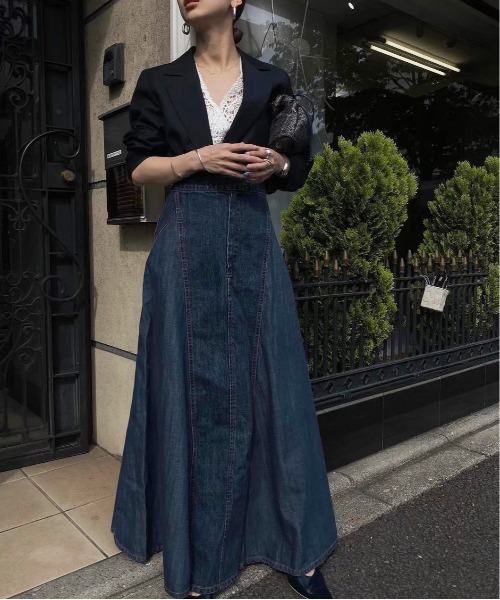 Ameri（アメリ）の「AMERI JAPAN DENIM TWIN FLARE SKIRT（デニム