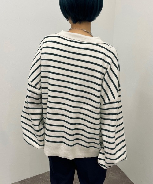 apres jour mignon(アプレジュールミニョン)の「ボーダーポロニット【ZOZOTOWN限定アイテム】(ニット/セーター・レディース・ネイビー/ボルドー/グリーン・X-LARGE/フリー)」の9枚目の写真