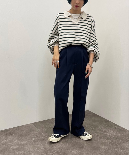 apres jour mignon(アプレジュールミニョン)の「ボーダーポロニット【ZOZOTOWN限定アイテム】(ニット/セーター・レディース・ネイビー/ボルドー/グリーン・X-LARGE/フリー)」の10枚目の写真