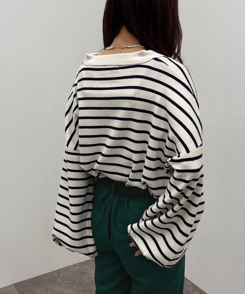 apres jour mignon(アプレジュールミニョン)の「ボーダーポロニット【ZOZOTOWN限定アイテム】(ニット/セーター・レディース・ネイビー/ボルドー/グリーン・X-LARGE/フリー)」の16枚目の写真