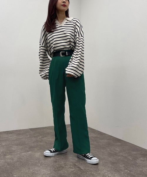 apres jour mignon(アプレジュールミニョン)の「ボーダーポロニット【ZOZOTOWN限定アイテム】(ニット/セーター・レディース・ネイビー/ボルドー/グリーン・X-LARGE/フリー)」の17枚目の写真
