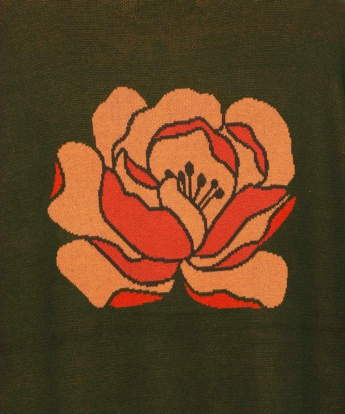 VANQUISH（ヴァンキッシュ）の「Blossom flower KNIT　＊（ニット/セーター・メンズ・ブラック/カーキ・M/L）」の6枚目の写真