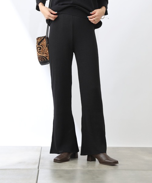 COLONY 2139(コロニートゥーワンスリーナイン)の「リサイクルポリリブニットパンツ(セットアップ可)(その他パンツ・レディース・ブラック/グリーン/グレイッシュベージュ・MEDIUM/LARGE)」の4枚目の写真