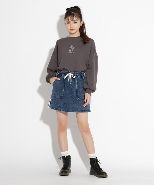 PINK-latte（ピンクラテ）の「◆微起毛イージー台形スカート（スカート・キッズ・ブラック/ライトベージュ/ブルー系3/ブルー系9・02/14/15 /16）」の6枚目の写真