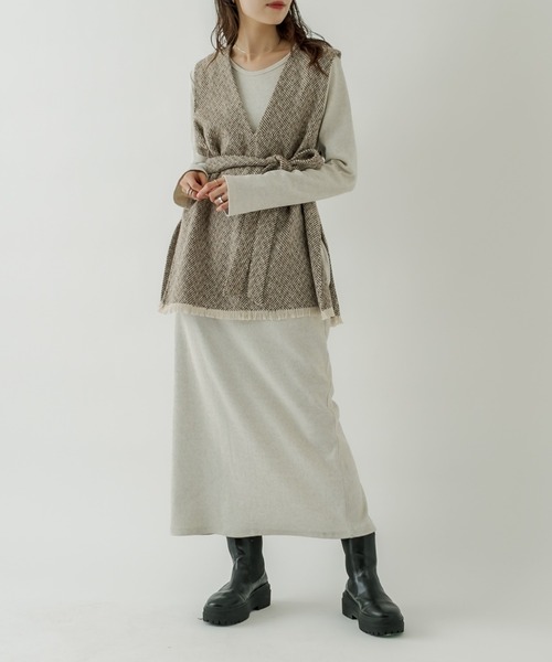 フリンジベストワンピースSET（ワンピース）｜mystic（ミスティック