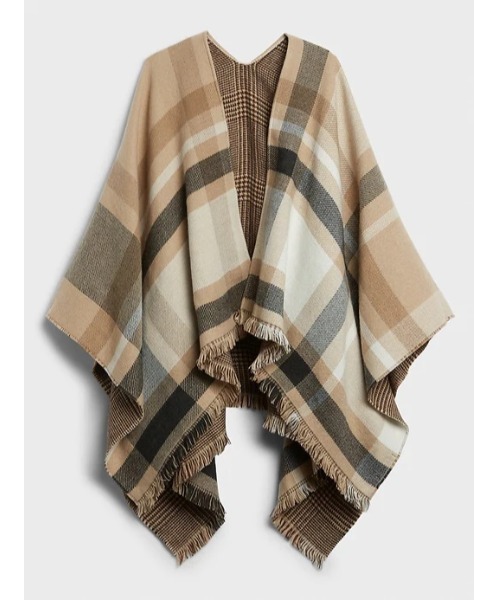 バナナリパブリック　リバーシブル　ウールブレンドポンチョ／ストール リバーシブル ウールブレンド ポンチョ｜バナナ・リパブリックの通販