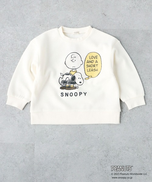 koe(コエ)の「PEANUTS スヌーピー裏起毛プルオーバー*(スウェット・キッズ・ピンク/ブルー/グレー/オフホワイト/ベージュ/グリーン/ブラウン/ネイビー/ミント/サックスブルー/チャコールグレー/ホワイト・100/110/120/130)」の1枚目の写真