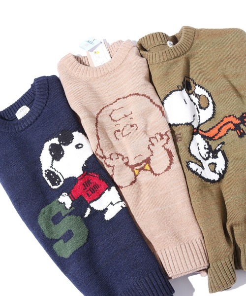 F.O.KIDS(エフオーキッズ)の「F.O.KIDS/エフオーキッズ PEANUTSコラボ 3柄ニット キャラクター スヌーピー 洗濯機OK(ニット/セーター・キッズ・ネイビー/カーキ/ベージュ・140/120)」の9枚目の写真